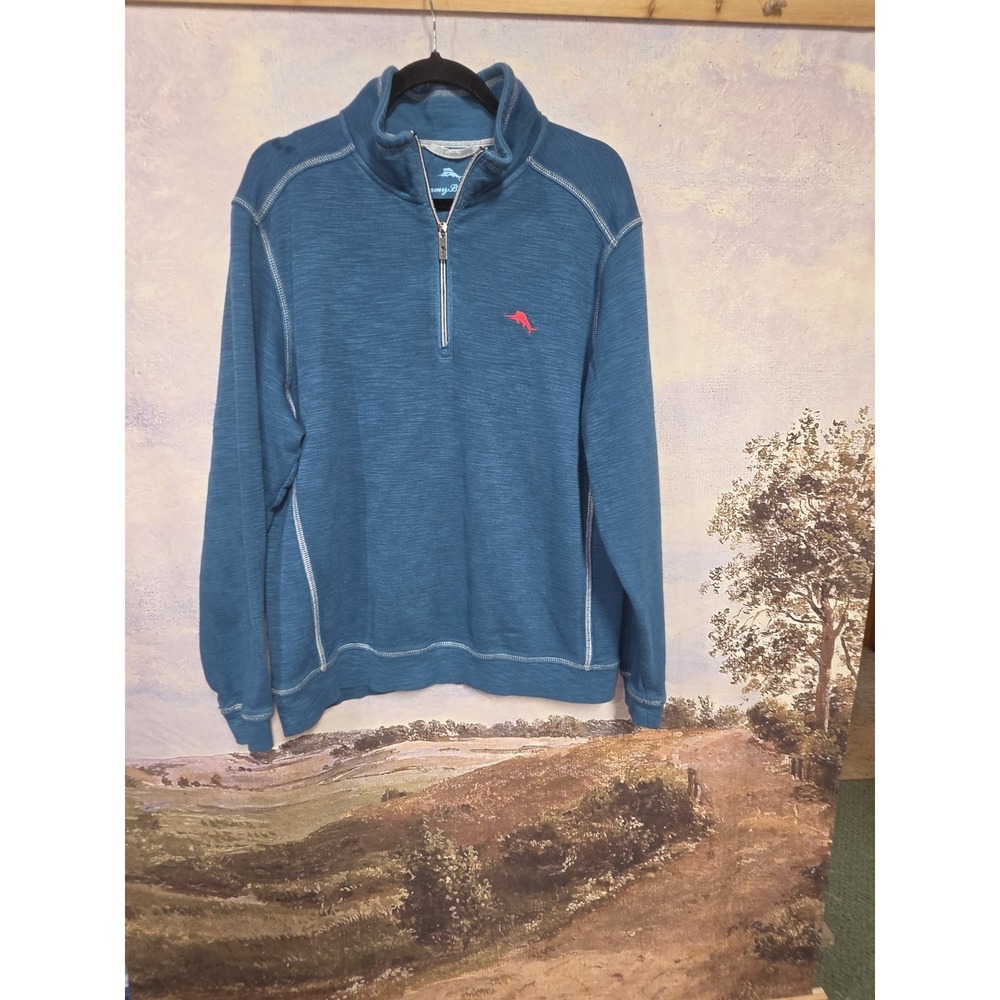 Tommy Bahama Men's Tobago Bay Half-Zip Slub Pullover Sweatshirt Size Large